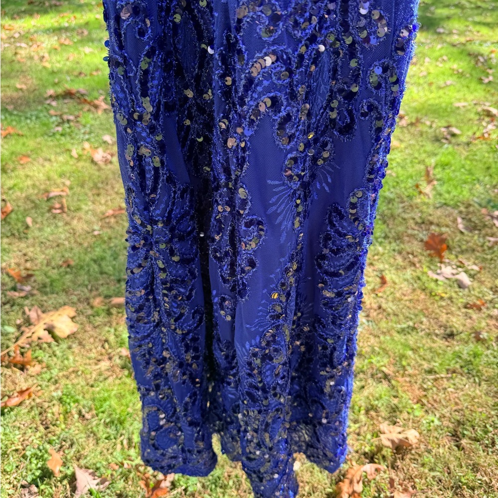 Betsy & Adam Royal Blue Beaded Prom Dress - Picture 6 of 8